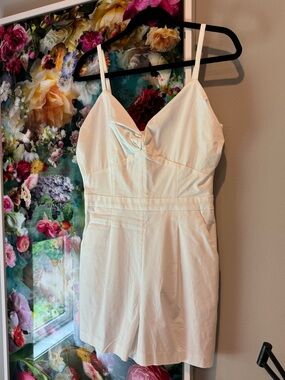Ivory Spaghetti Strap Romper White House Black Market